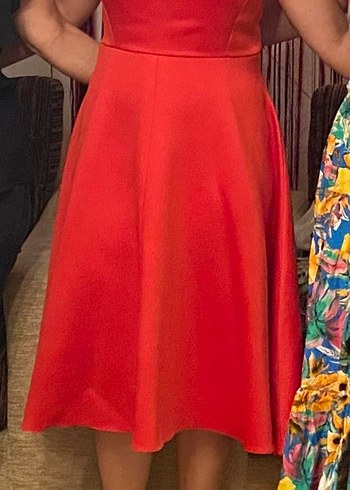 ipekyol kırmızı V Yaka Midi Elbise - Görsel 2