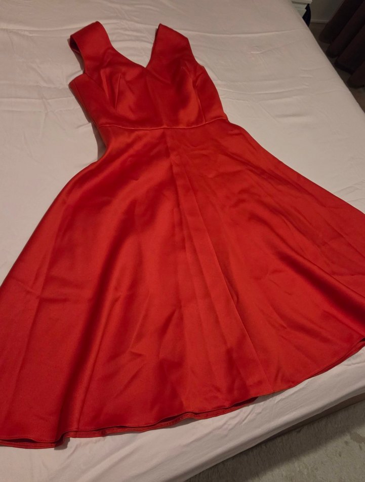 ipekyol kırmızı V Yaka Midi Elbise - Görsel 4