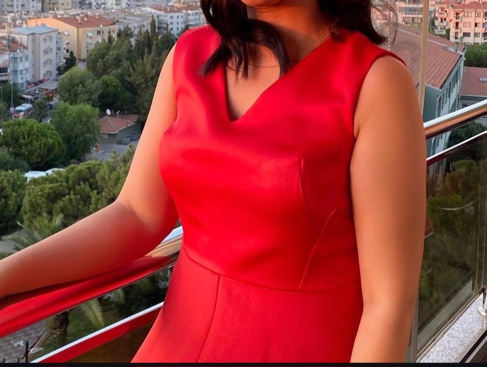 ipekyol kırmızı V Yaka Midi Elbise - Görsel 3