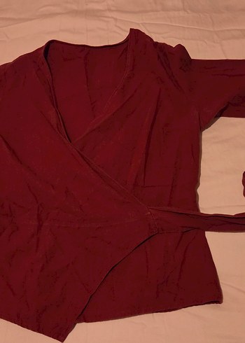 tarçın rengi gömlek ve bordo kimono tarzı bluz - Görsel 7