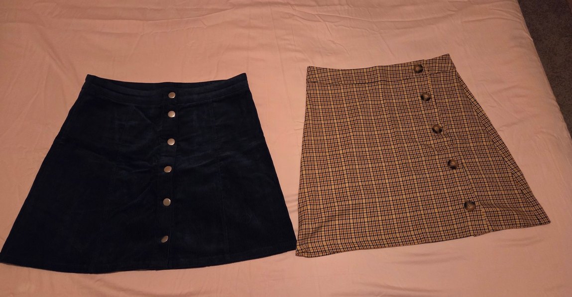 H&M lacivert fitilli  ve koton ekoseli kısa etekler - Görsel 2