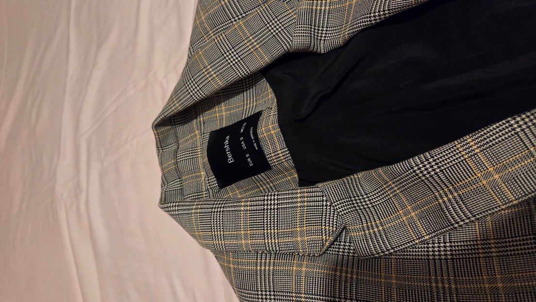 bershka gri sarı ekoseli Kadın Blazer - Görsel 2