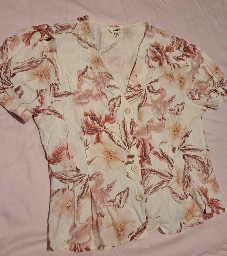 koton çiçek desenli vintage tarzda bluz - Görsel 4