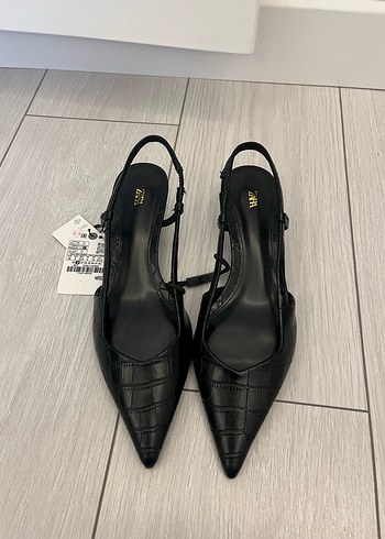 Zara Siyah Yılan Desenli Stiletto Topuklu Ayakkabı - Görsel 2