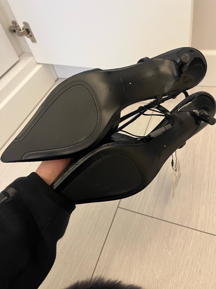 Zara Siyah Yılan Desenli Stiletto Topuklu Ayakkabı - Görsel 3