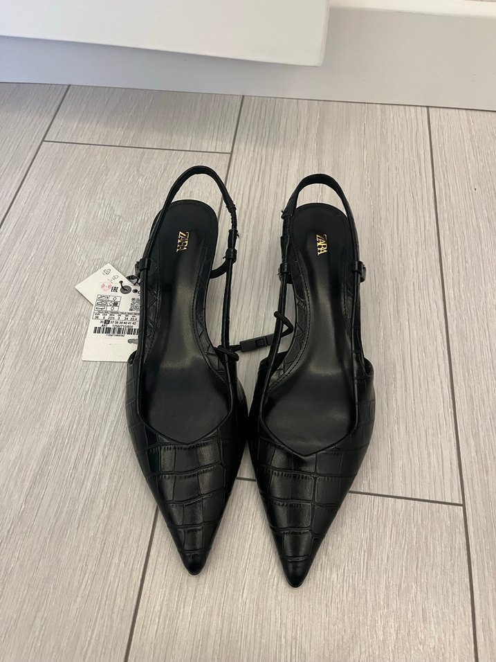 Zara Siyah Yılan Desenli Stiletto Topuklu Ayakkabı - Görsel 2