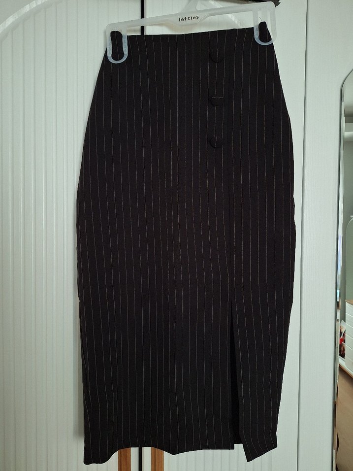 Düğmeli Siyah Mini Kadın Yelek etek takım - Görsel 2