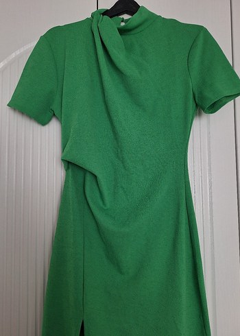 Drapeli Yeşil Midi Etek - Görsel 4