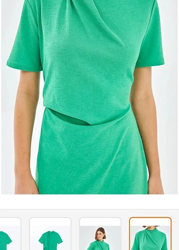 Drapeli Yeşil Midi Etek - Görsel 2