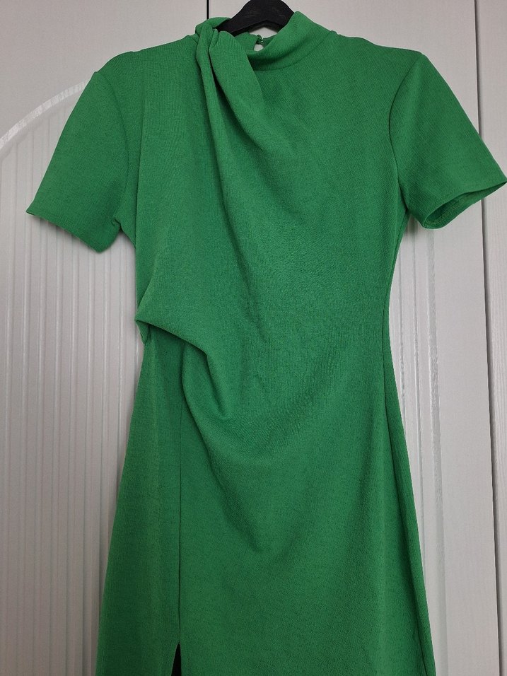 Drapeli Yeşil Midi Etek - Görsel 4