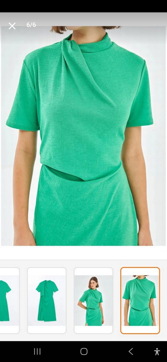 Drapeli Yeşil Midi Etek - Görsel 2