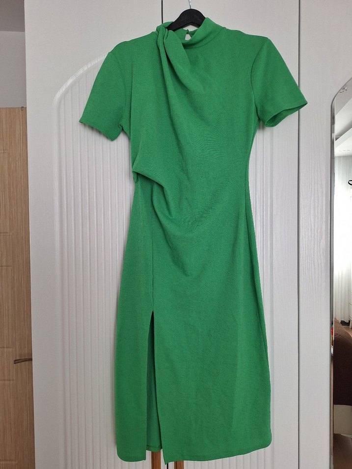 Drapeli Yeşil Midi Etek - Görsel 3