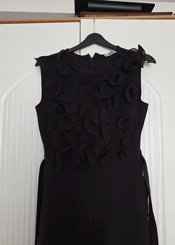 Kadın Siyah Ruffleslı Uzun Triko Tulum - Görsel 2