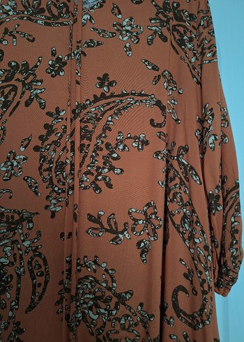 Uzun Kahverengi Bohem Elbise - Görsel 2