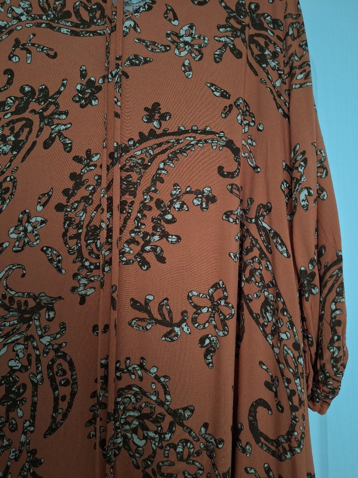 Uzun Kahverengi Bohem Elbise - Görsel 2