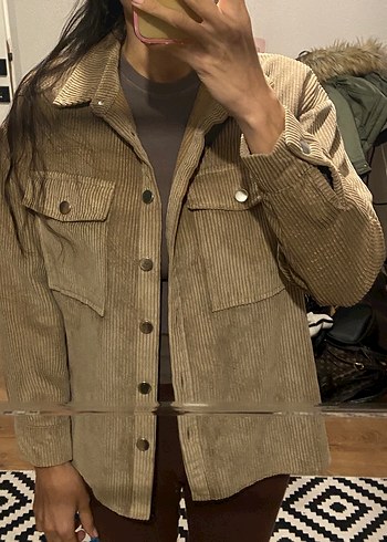 Bej Kadın Süet Düğmeli Gömlek - Görsel 5