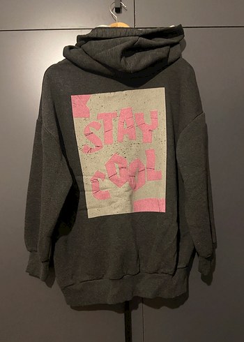 Gri Kapüşonlu Kadın Sweatshirt - Görsel 5