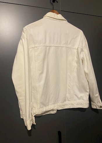 Beyaz Düğmeli Kadın Denim Ceket - Görsel 5