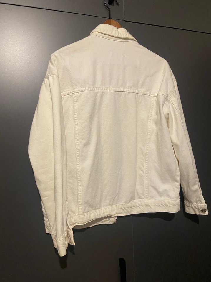 Beyaz Düğmeli Kadın Denim Ceket - Görsel 5