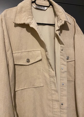 Bej Düğmeli Midi Keten Kadın Gömlek - Görsel 4