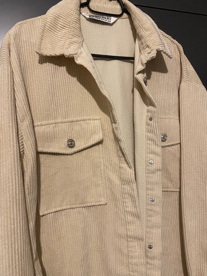 Bej Düğmeli Midi Keten Kadın Gömlek - Görsel 3