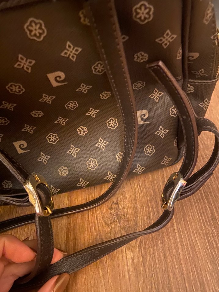 Kahverengi Baskılı Deri Kadın Sırt Çantası - Görsel 4