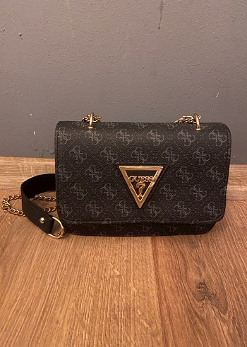 Siyah Zincir Detaylı Guess Muadil Deri Çanta - Görsel 3