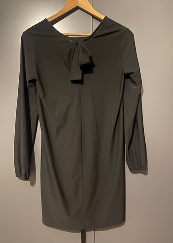 Siyah V Yaka Uzun Kollu Triko Elbise - Görsel 3