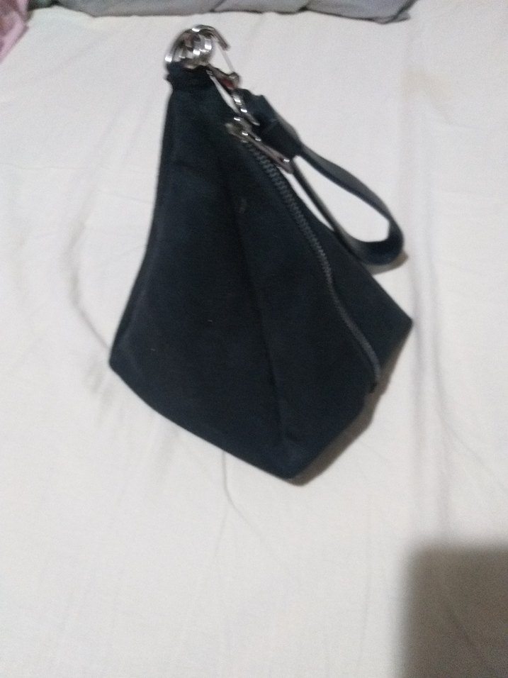 Siyah Süet Fermuarlı Kadın Çanta - Görsel 4