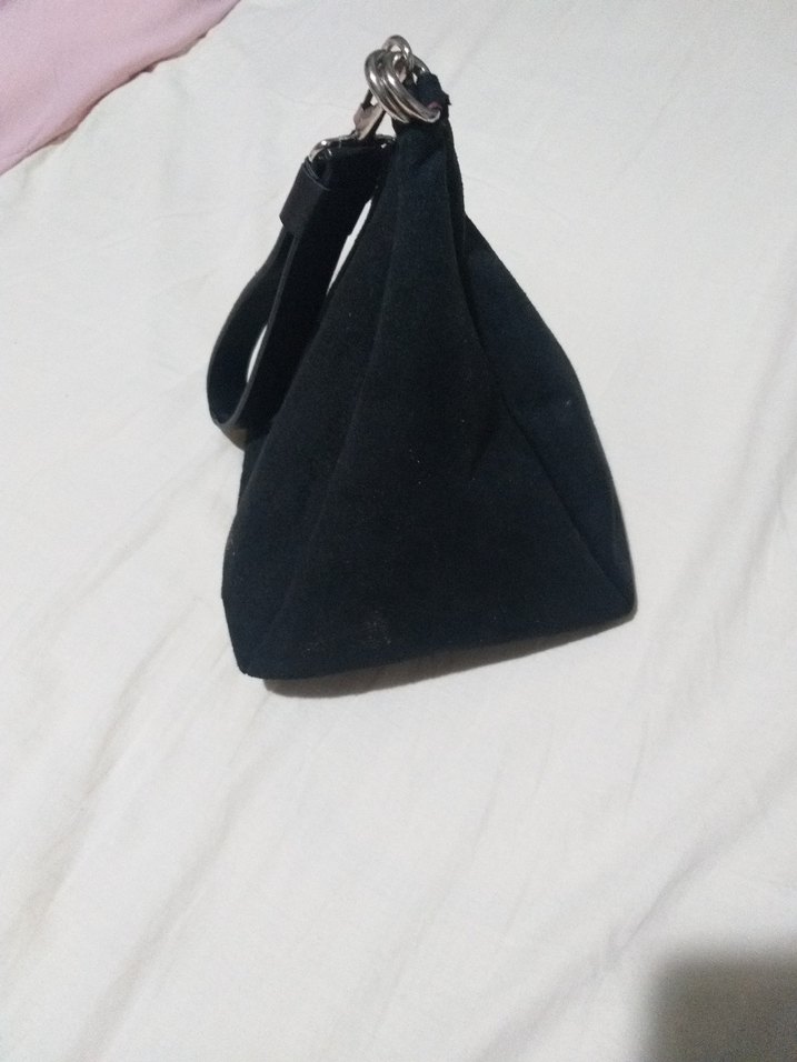 Siyah Süet Fermuarlı Kadın Çanta - Görsel 3