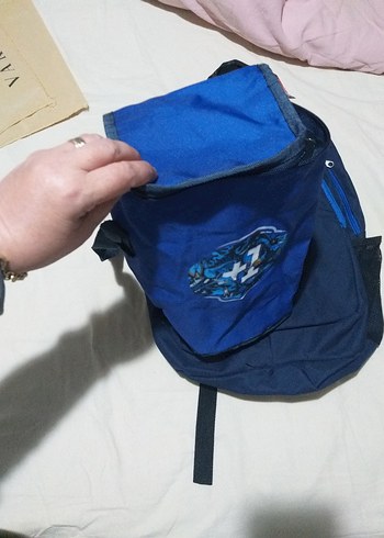 Erkek Mavi Baskılı Fermuarlı Sırt Çantası - Görsel 6