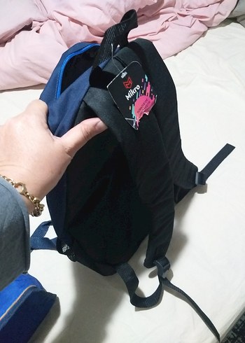 Erkek Mavi Baskılı Fermuarlı Sırt Çantası - Görsel 5