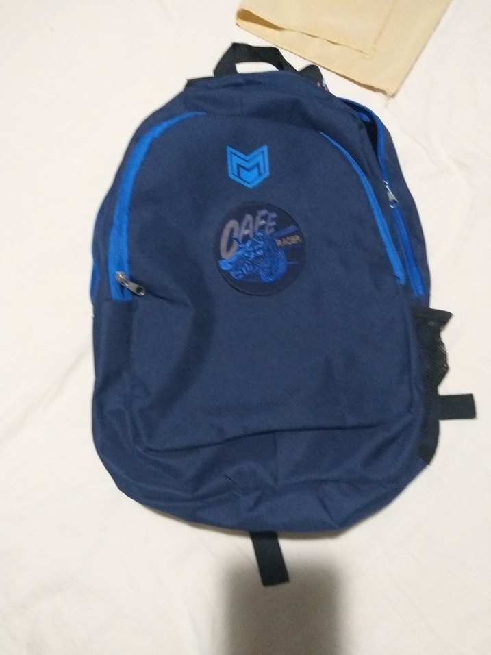 Erkek Mavi Baskılı Fermuarlı Sırt Çantası - Görsel 2