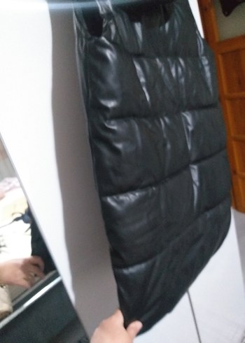 Siyah Deri Fermuarlı Biker Yelek - Görsel 9