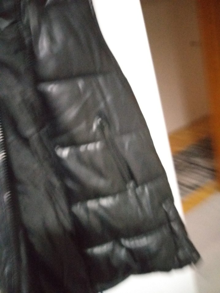 Siyah Deri Fermuarlı Biker Yelek - Görsel 5