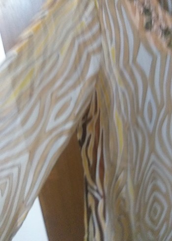 Bej Zebra Desenli V Yaka Uzun Kollu Bluz - Görsel 14