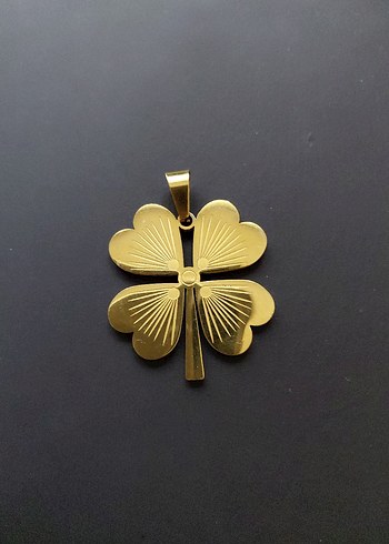 Altın Renkli Yonca Desenli Kolye Ucu - Görsel 2