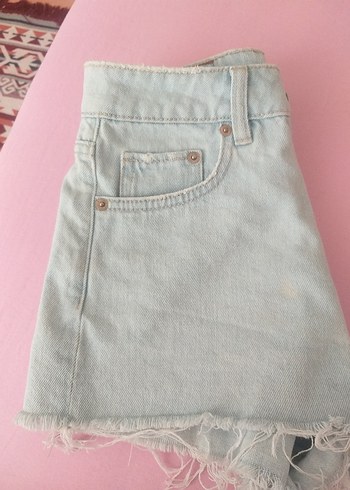 xs Beden Kadın Açık Renk Mini Denim Şort
