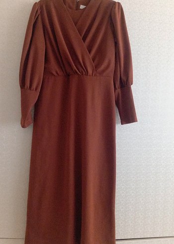 Kahverengi Leopar Desenli Uzun Kollu Uzun Elbise - Görsel 4