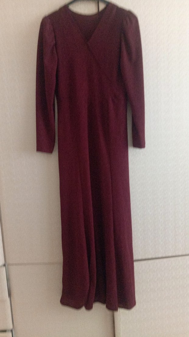 Kahverengi Leopar Desenli Uzun Kollu Uzun Elbise - Görsel 2