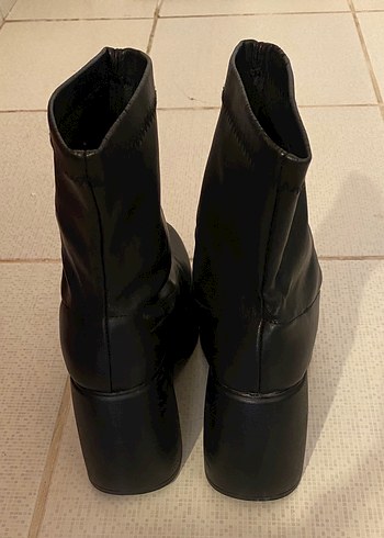 Kadın Siyah Deri Platform Topuklu Goth Botlar - Görsel 2