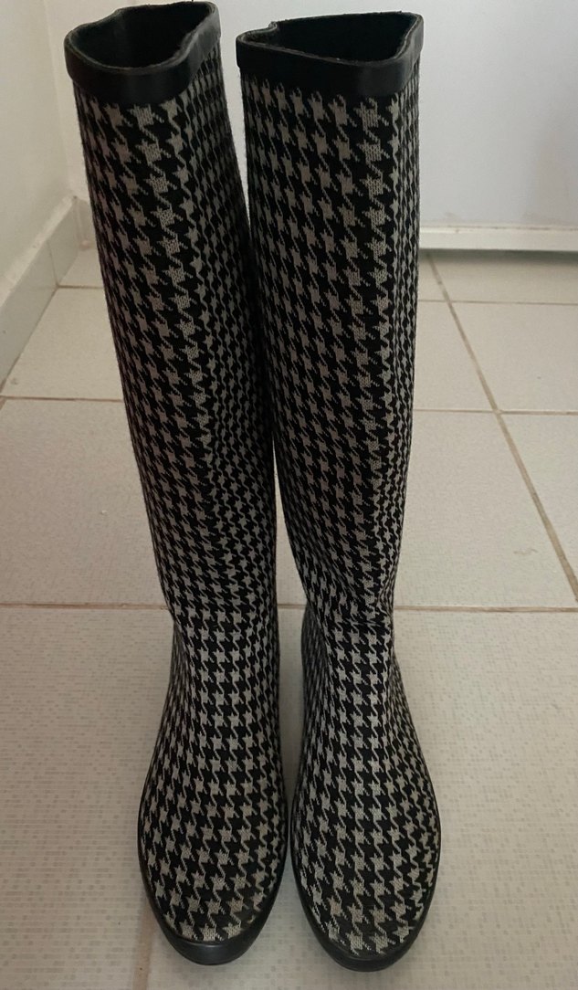 Kadın Gri Desenli Dizüstü Lastik Çizme - Görsel 2