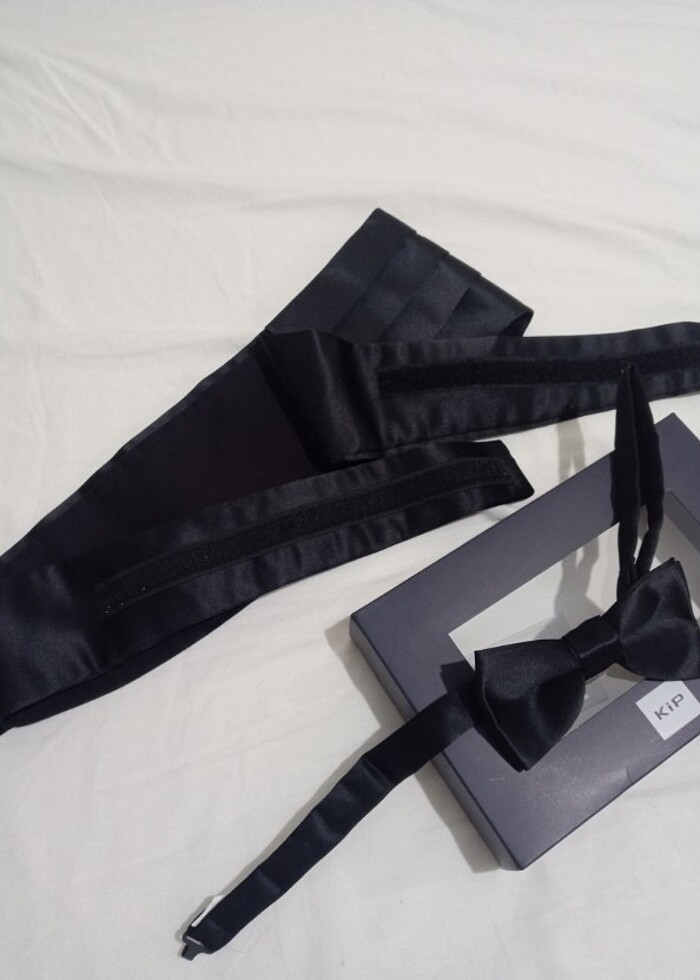 Damatlık aksesuarları papyon ve kuşak Mendil - Görsel 2