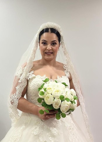 Beden Simli Taşlı Beyaz Gelin Tacı