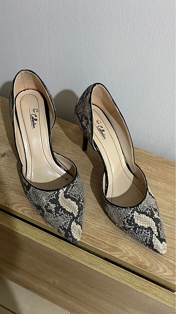 39 Beden siyah Renk Leopar desenli stiletto