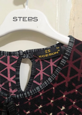 Uzun Pilili Bağlama Desenli Kadın Elbise - Görsel 3