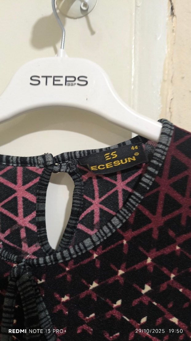 Uzun Pilili Bağlama Desenli Kadın Elbise - Görsel 3