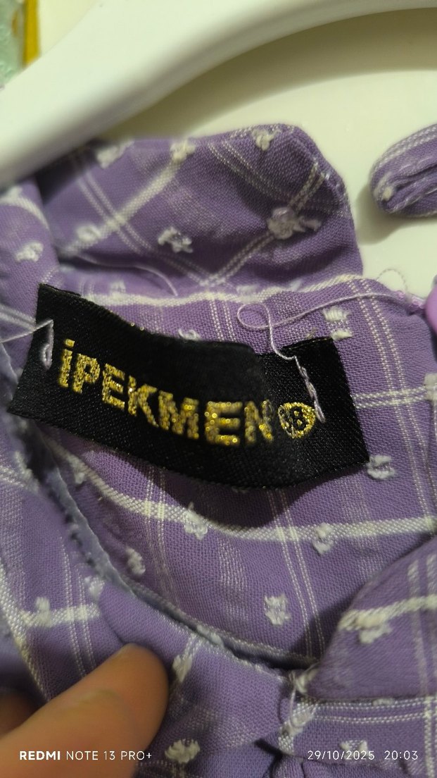 Mor Uzun Kollu Pilili Kadın Elbise - Görsel 3