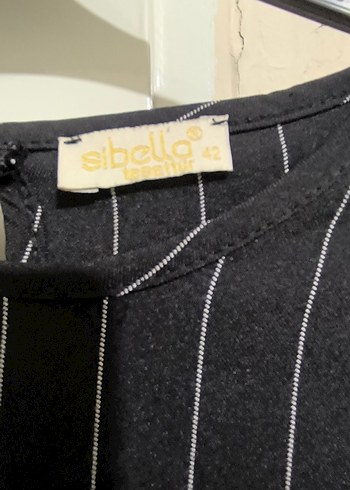 Kadın Siyah Çizgili Midi Keten Tunik - Görsel 3