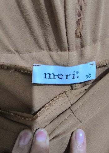 Kadın Bej Kemerli Midi Kumaş Pantolon - Görsel 2